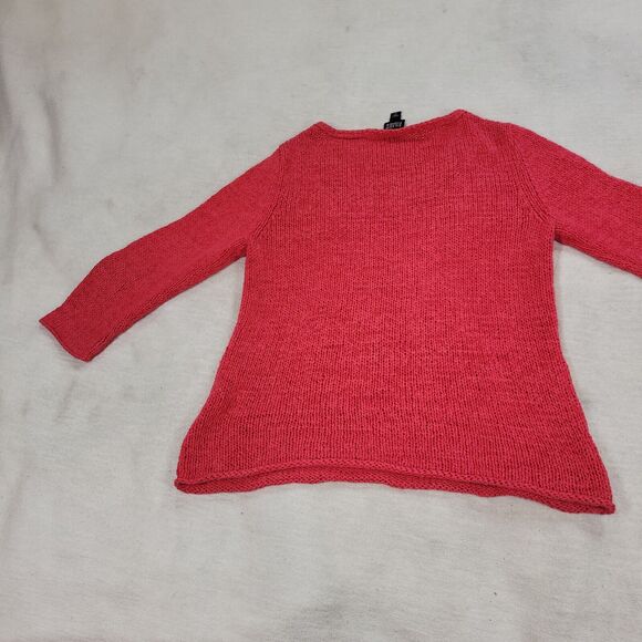 Eileen Fisher Cardigan Womens Sz XS Red Loose Knit Lagenlook Cold Winter Top - Picture 11 of 13